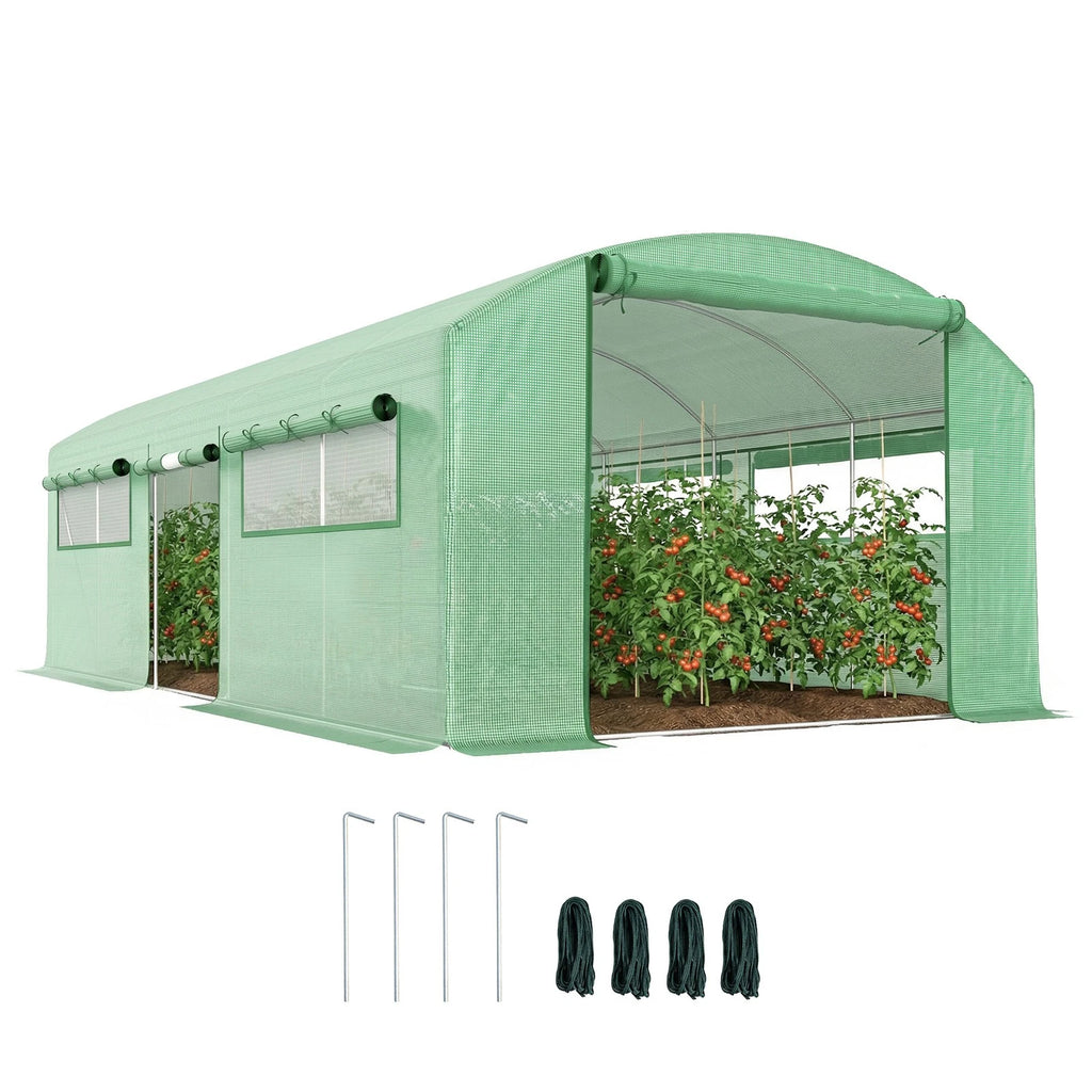 Serra a Tunnel 6x3x2 M Con 3 Porte Avvolgibili e 6 Finestre