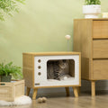 OUT008 Casetta per gatti in truciolato a forma di televisore con cuscino e pallina giocattolo 50x28x43 cm - MARKET PRIME SHOP