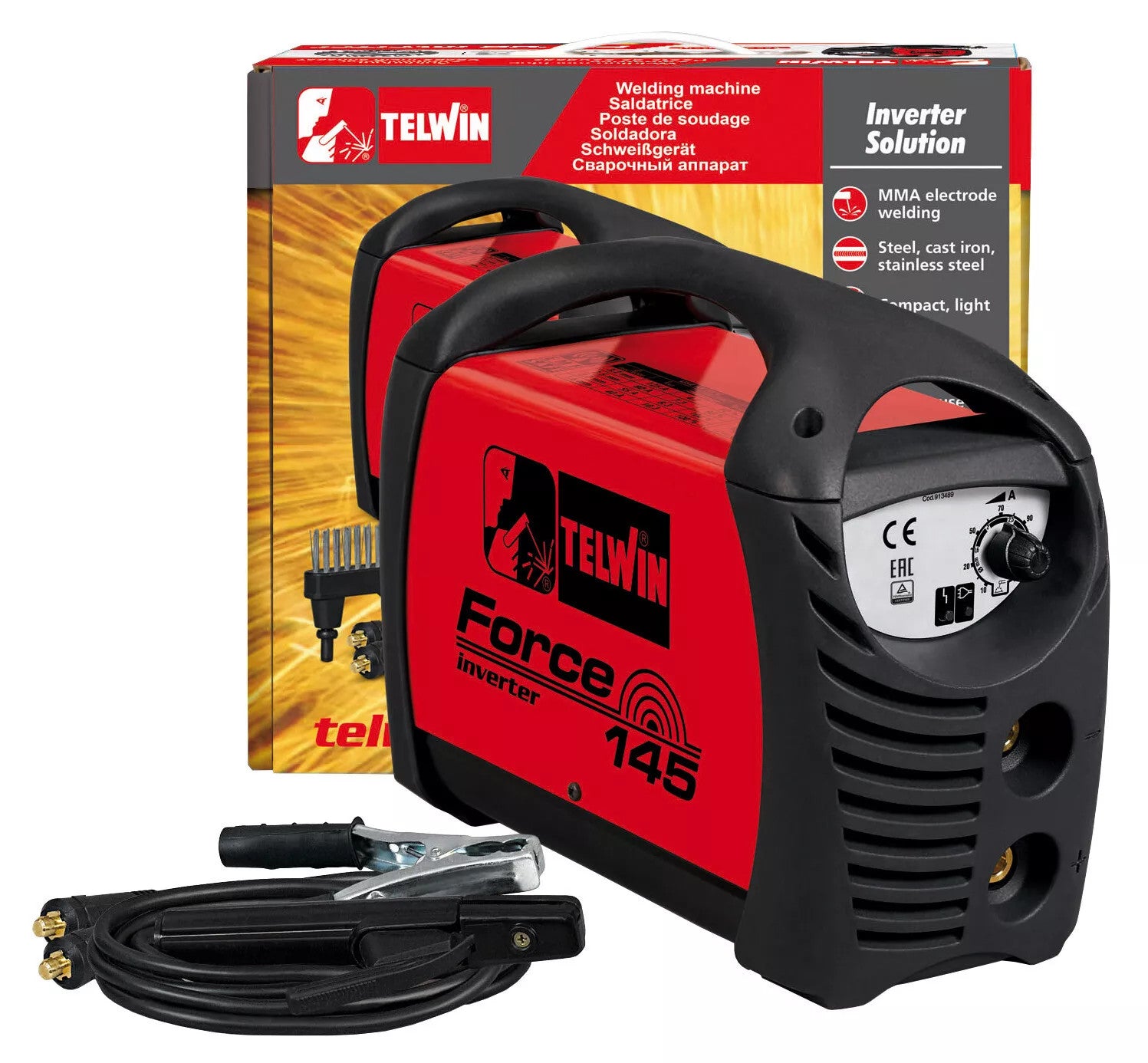 SALDATRICE INVERTER TELWIN FORCE 145 + KIT + VALIGETTA PLASTICA