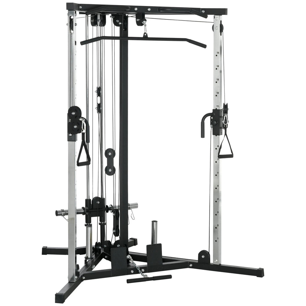 Stazione Fitness Totale con Sbarra e Bilanciere Nero