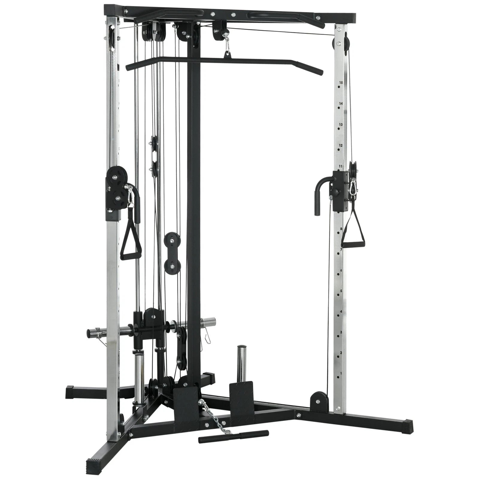 Stazione Fitness Totale con Sbarra e Bilanciere Nero