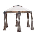 Gazebo Casablanca Esagonale 3,5m Acciaio Telo Poliestere Beige Air-Vent