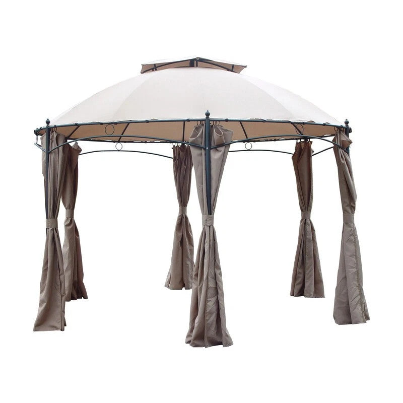 Gazebo Casablanca Esagonale 3,5m Acciaio Telo Poliestere Beige Air-Vent