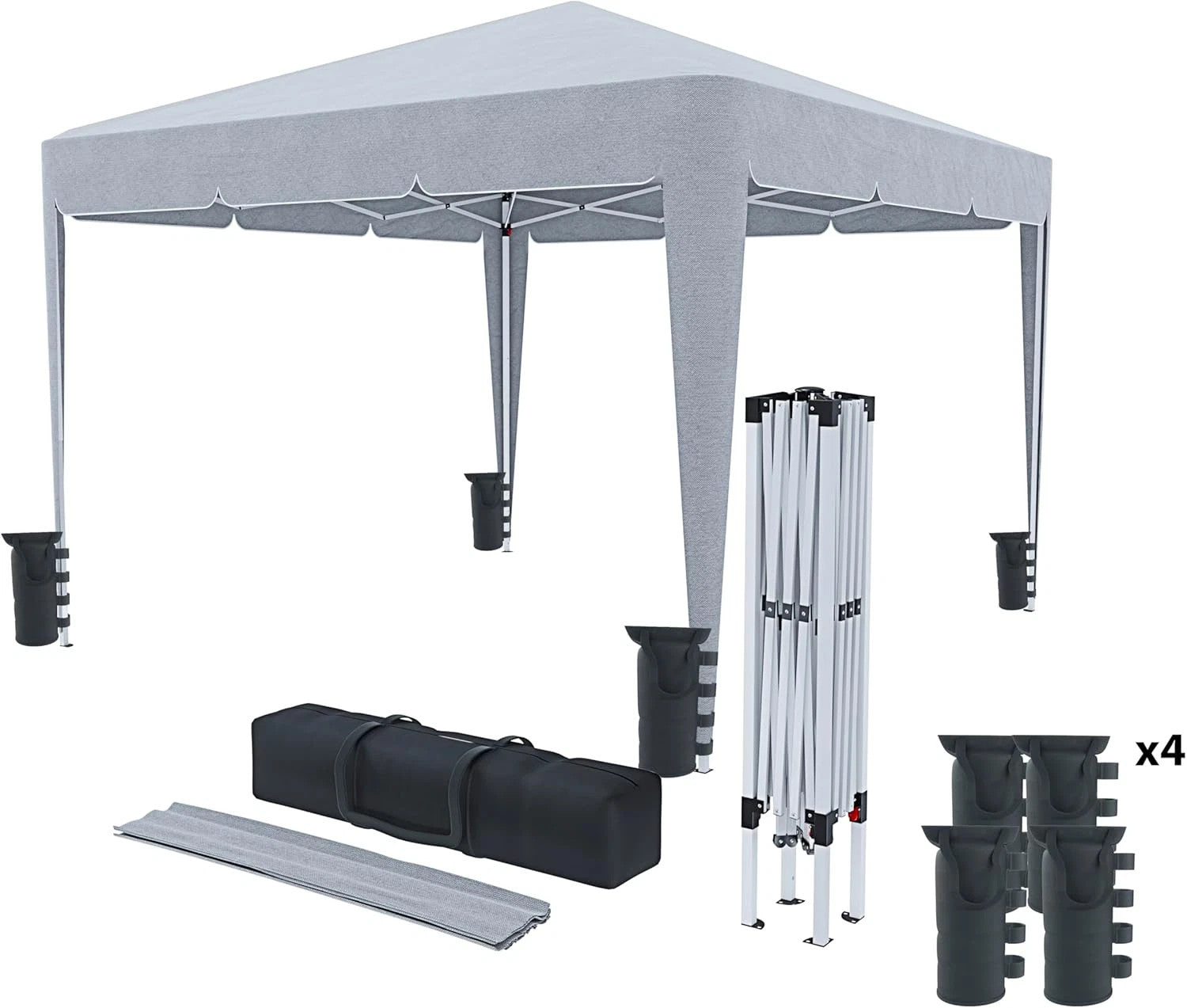 Gazebo Izimir Rapid 3x3m Bianco Pop-Up Fisarmonica
