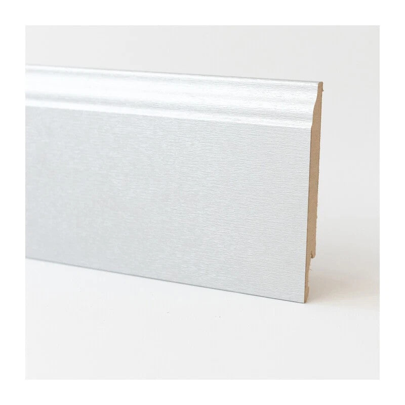2250 – Battiscopa MDF Barocco 120×14 mm 240 cm Effetto Alluminio – Confezione da 5 Pezzi