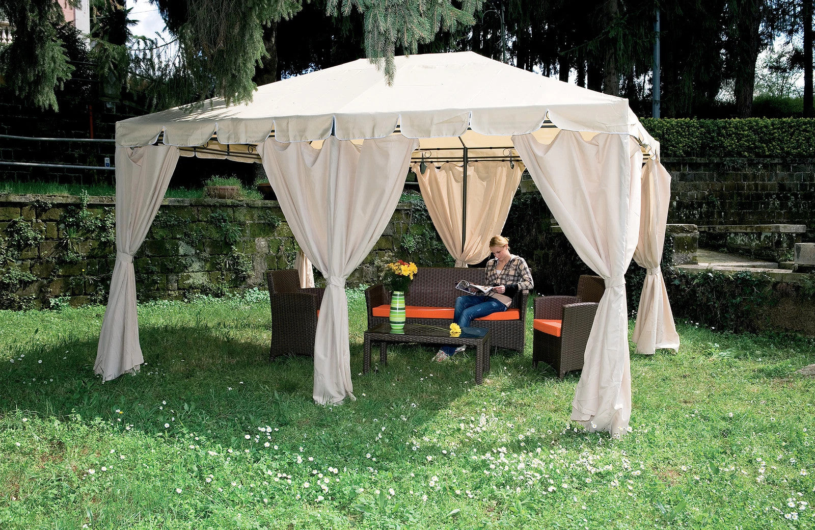 Gazebo in Acciaio Armonia 3x4 m Doppio Tetto Air-Vent