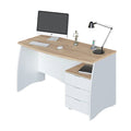 Kit Scrivania Estil con Cassettiera 136x67x74 cm - Rovere e Bianco