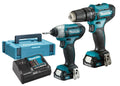 Makita CLX228AJ Kit 12V CXT – Trapano a Percussione HP333D + Avvitatore ad Impulsi TD110D, 2 Batterie 2Ah