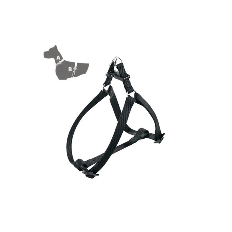 Pettorina Regolabile in Nylon Nero per Animali 25 mm x 55-81 cm