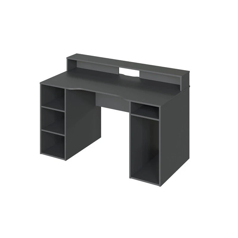 Kit Scrivania PC Antracite 136x67x88 cm - Piano Melaminico con Bordi PVC