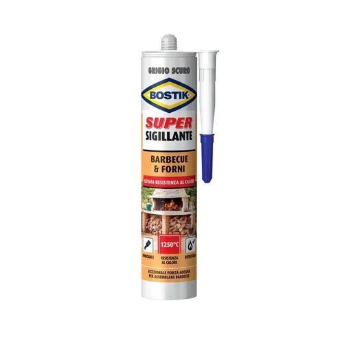 Sigillante termico Bostik Super Sigillante Grigio Scuro per barbecue e forni fino a 1250°C