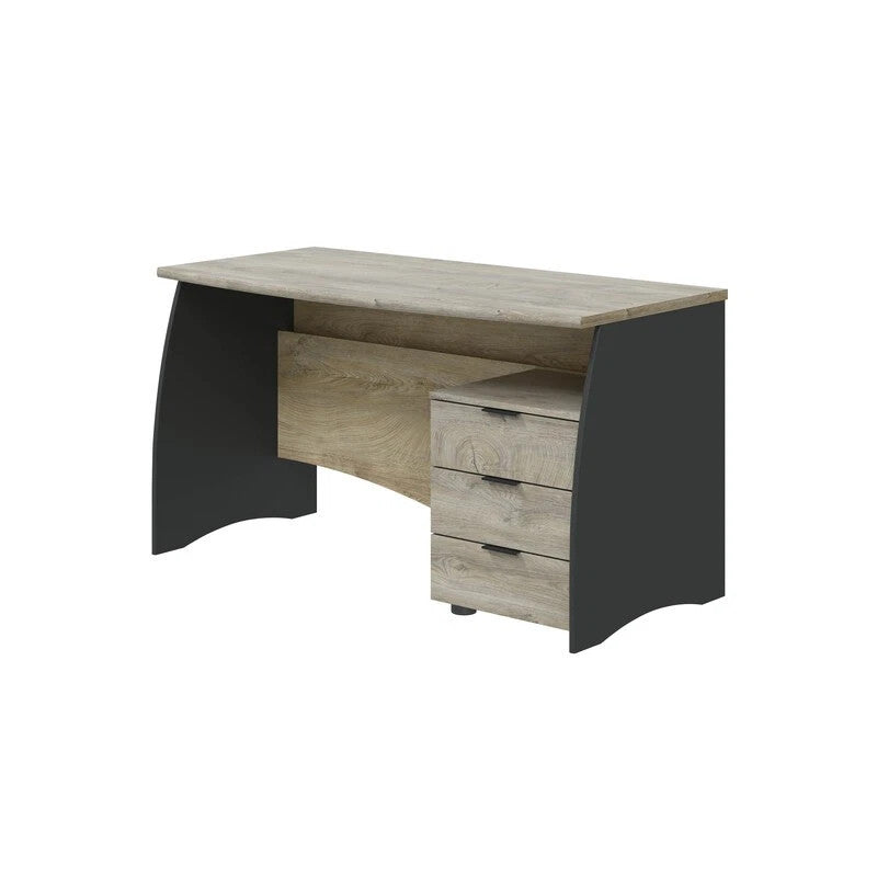 Kit Scrivania Estil con 3 Cassetti 136x67x74 cm - Rovere e Antracite