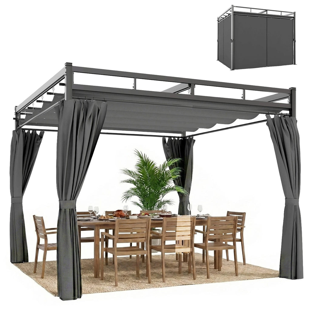 Gazebo Pergola 3x3m Lamelle Orientabili Metallo Nero