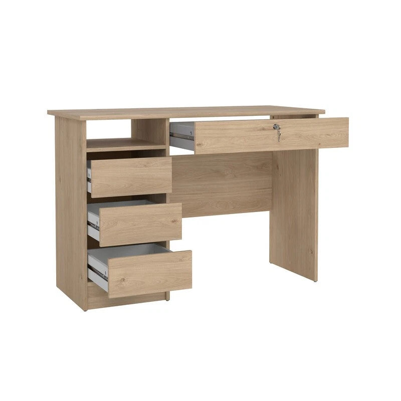Kit Scrivania Function Plus Quercia 109x48 cm - 4 Cassetti con Serratura