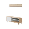 Set Mobile TV con Mensola 135x40x50 cm Rovere Bianco – Soggiorno, Kit da Montare