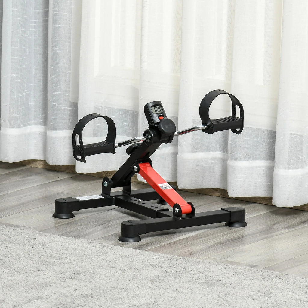 Mini Cyclette Riabilitazione Regolabile LCD Acciaio ABS Nero Rosso