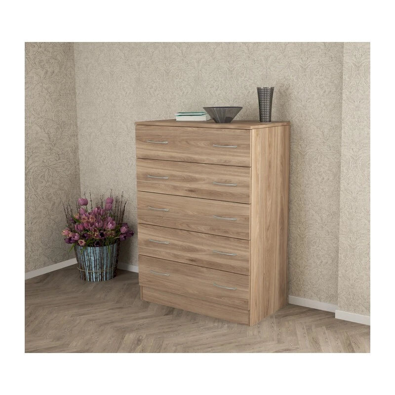 Kit Cassettiera 5 Cassetti 80x45x111 cm Rovere