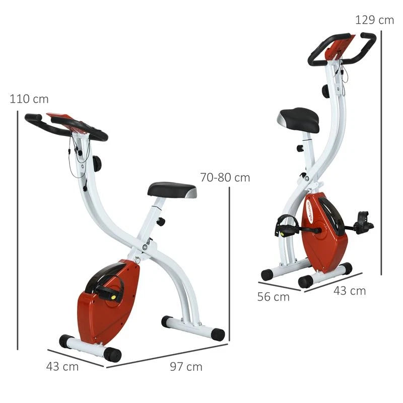 Cyclette Magnetica Pieghevole 8 Livelli Acciaio Rosso