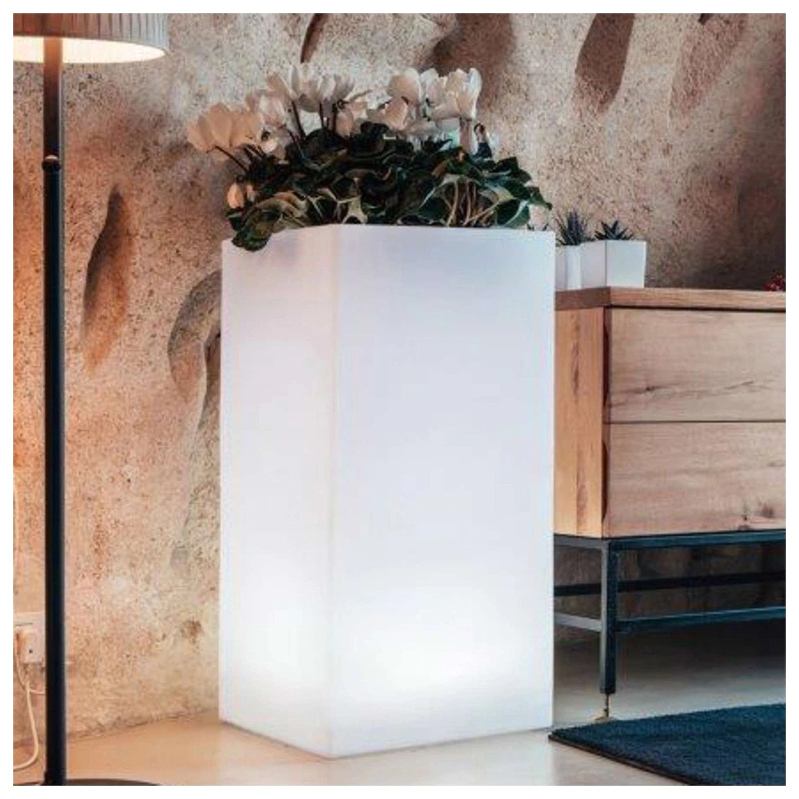 Vaso Cube Bright High 40x40xH80cm 20L Bianco