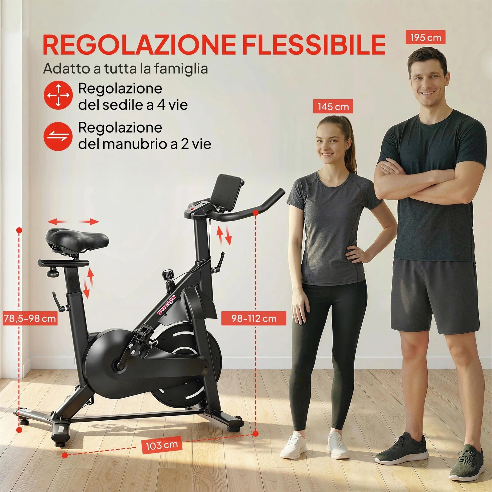 Art.OUT0046 Cyclette Magnetica Regolabile LCD e Supporto Tablet Nero
