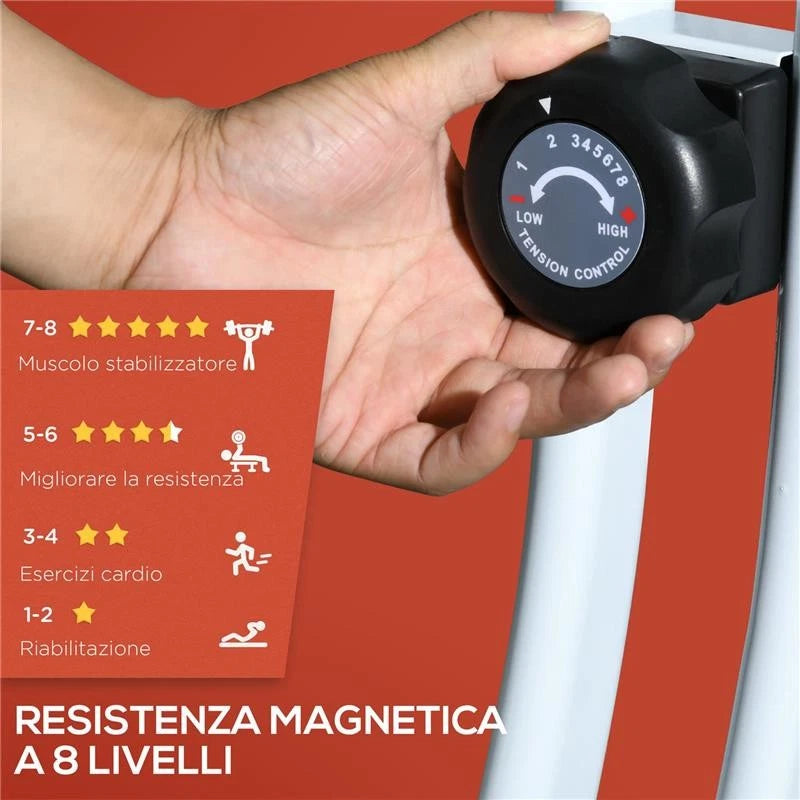 Cyclette Magnetica Pieghevole 8 Livelli Acciaio Rosso