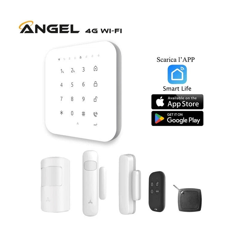 Angel Kit Antifurto Domestico 4G Wi-Fi Completo Bianco