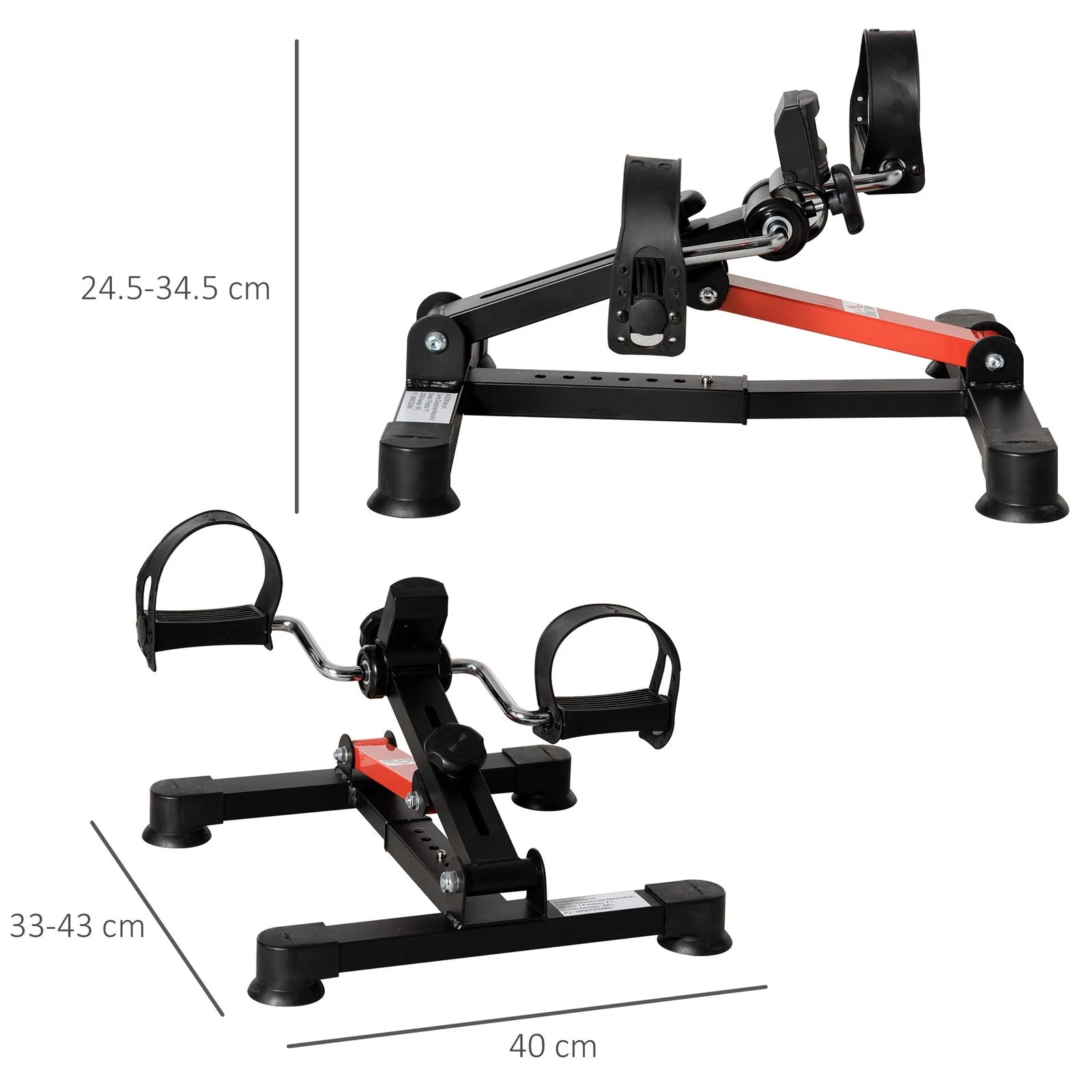 Mini Cyclette Riabilitazione Regolabile LCD Acciaio ABS Nero Rosso