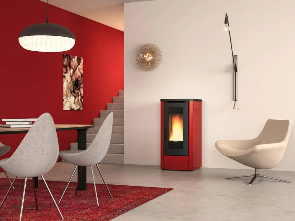 Stufa a Pellet Ventilata Dahiana VFS 10 kW – Rivestimento Bordeaux