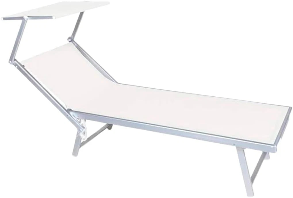 Lettino in Alluminio Playa con Parasole Bianco 2 pz