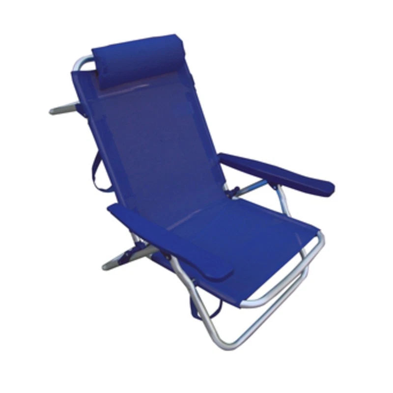 Spiaggina Reclinabile Alluminio Blu Navy Textilene Set 2 Pezzi