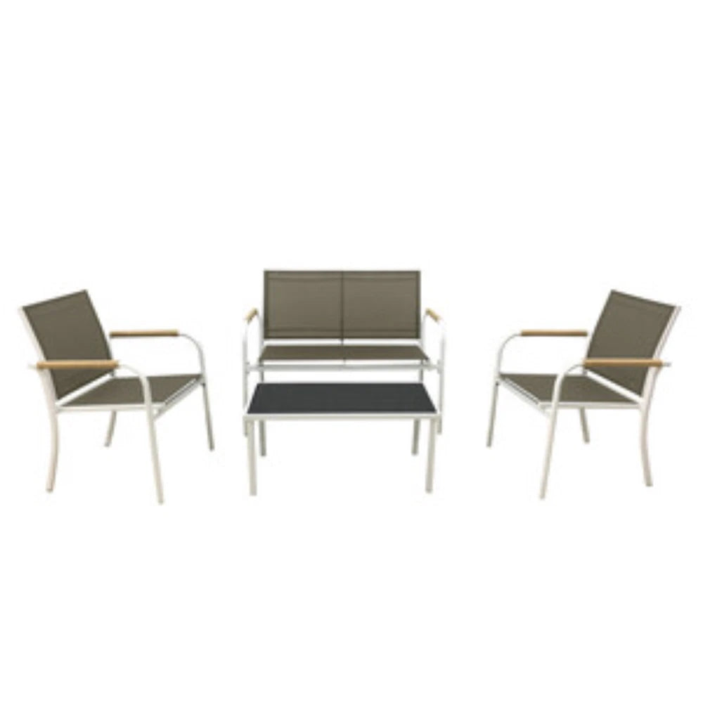 Set Salotto 4 Pezzi Menton Bianco/Beige – Arredo da Giardino