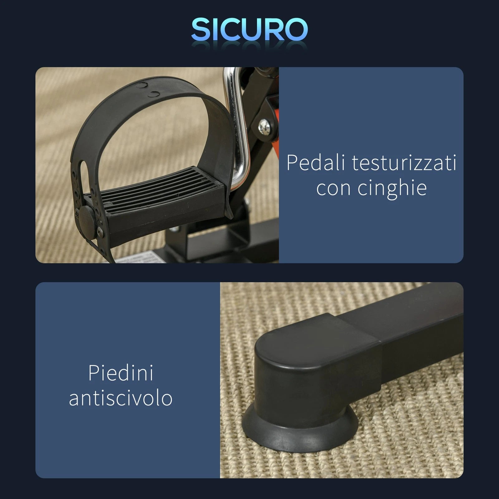 Mini Cyclette Riabilitazione Regolabile LCD Acciaio ABS Nero Rosso
