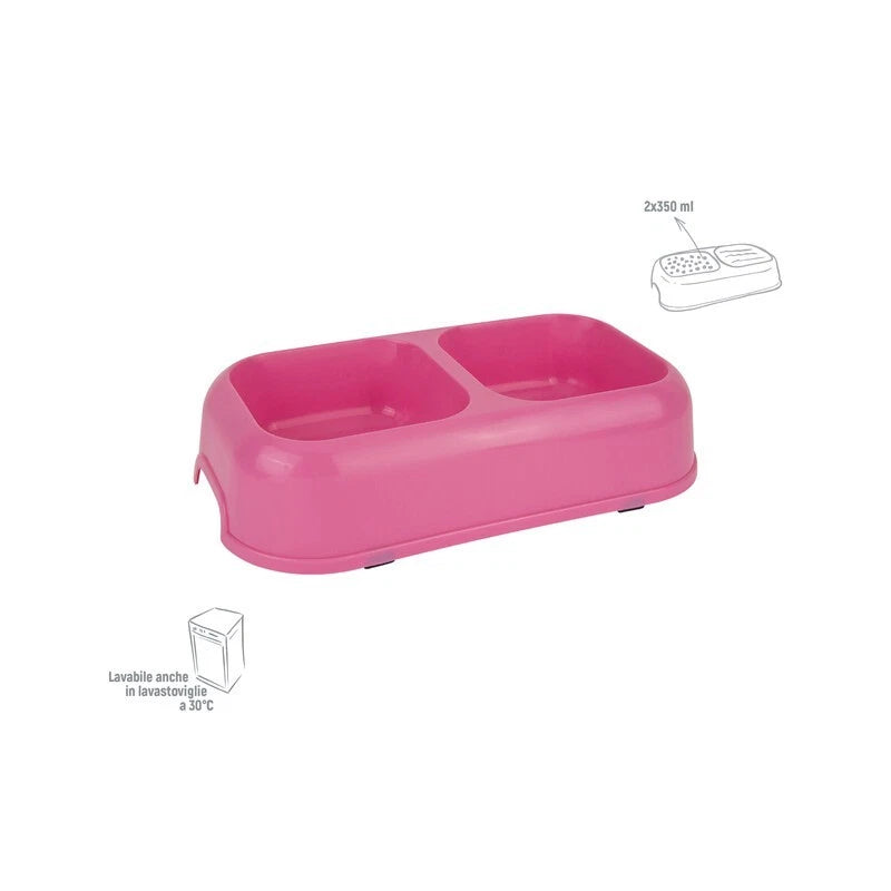 ZOOV Ciotola Doppia Rettangolare Rosa Small 2x350ml