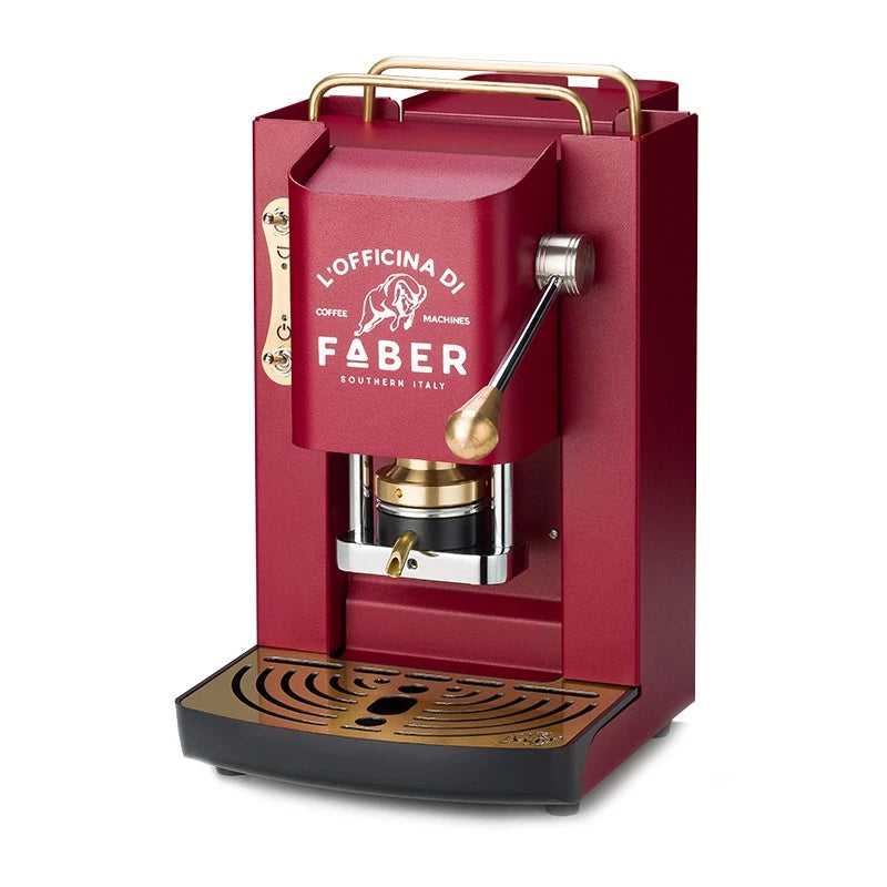 Faber Pro Deluxe Pressacialda in Ottone Cherry Red Macchina da Caffè