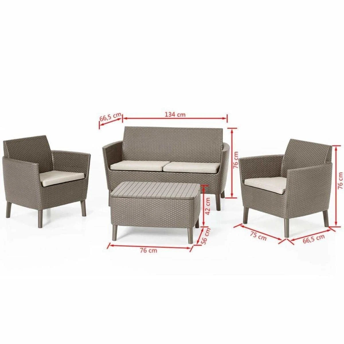 Salotto Salemo 4 Pezzi con Cuscini – Colore Cappuccino