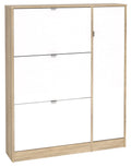 Kit Scarpiera 3 Ribalte + 1 Anta 102x24x125 cm Rovere Bianco