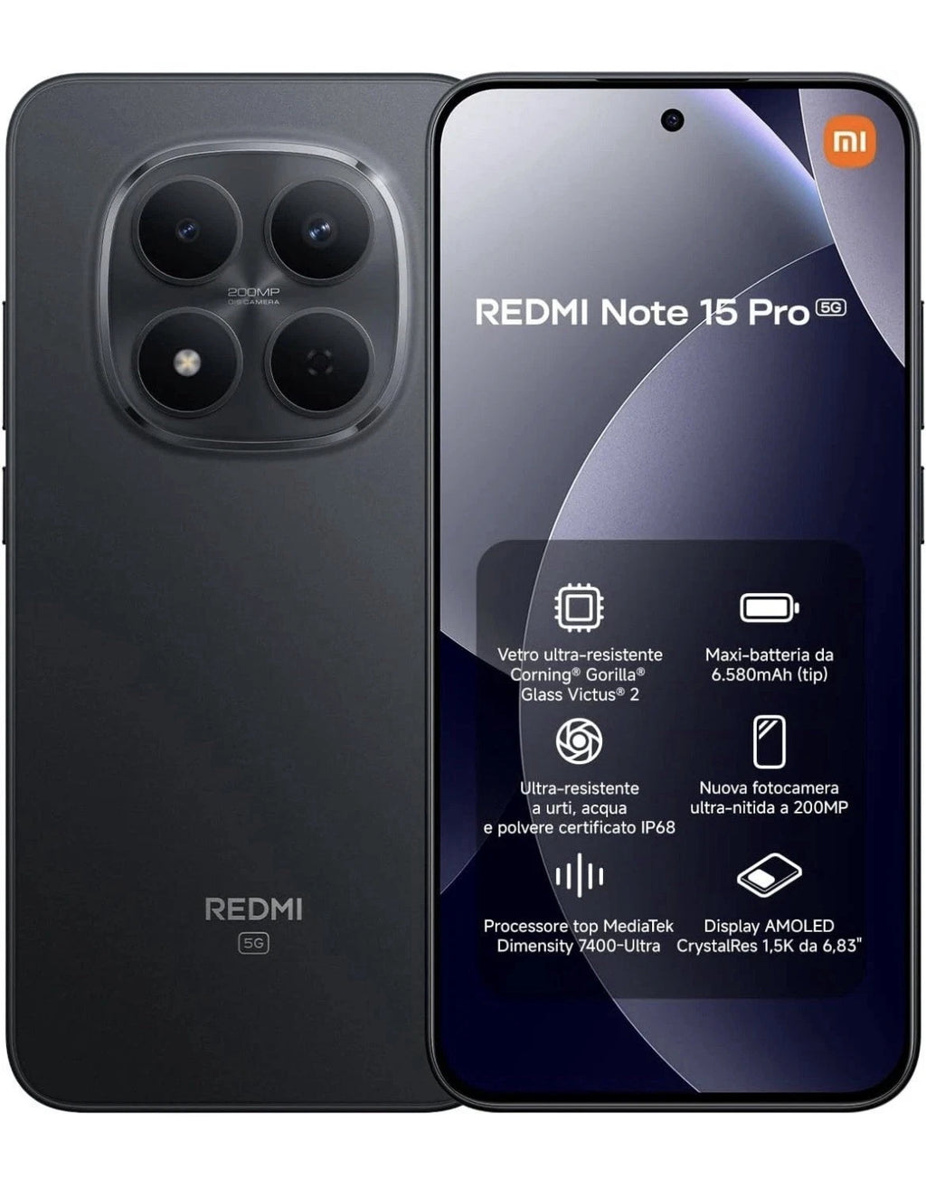 Xiaomi Redmi Note 15 Pro 5G 8+256GB Dual Sim Black Italia