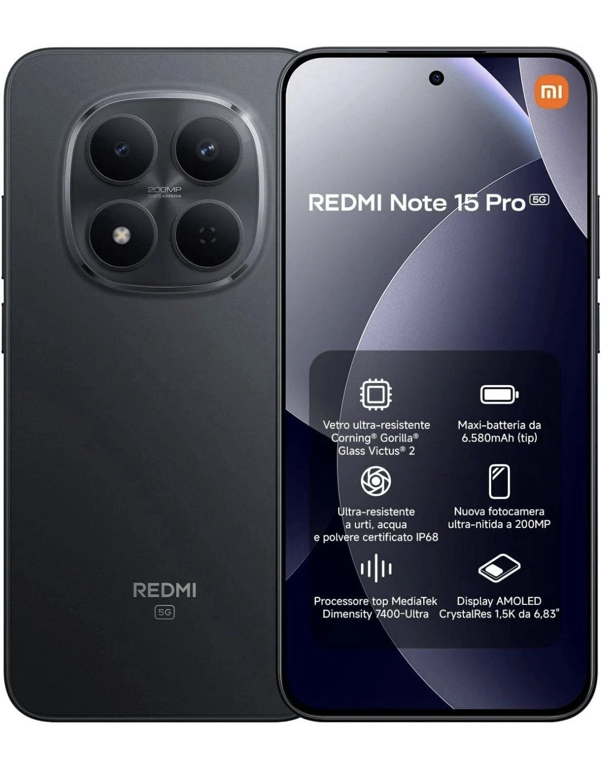 Xiaomi Redmi Note 15 Pro 5G 8+256GB Dual Sim Black Italia