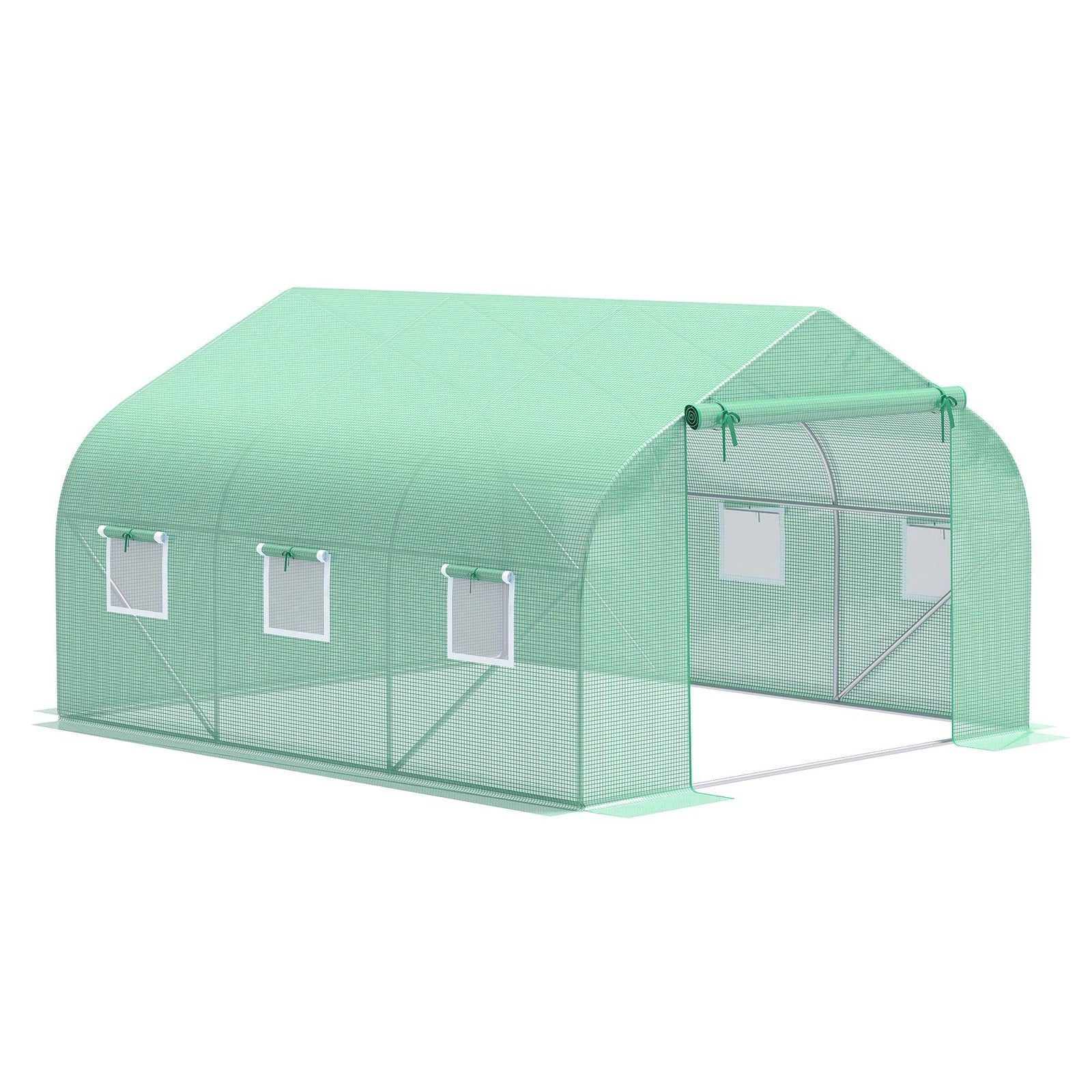 Serra da Giardino 3.5x3x2 M Con Tetto a Spiovente, Porta e 6 Finestre