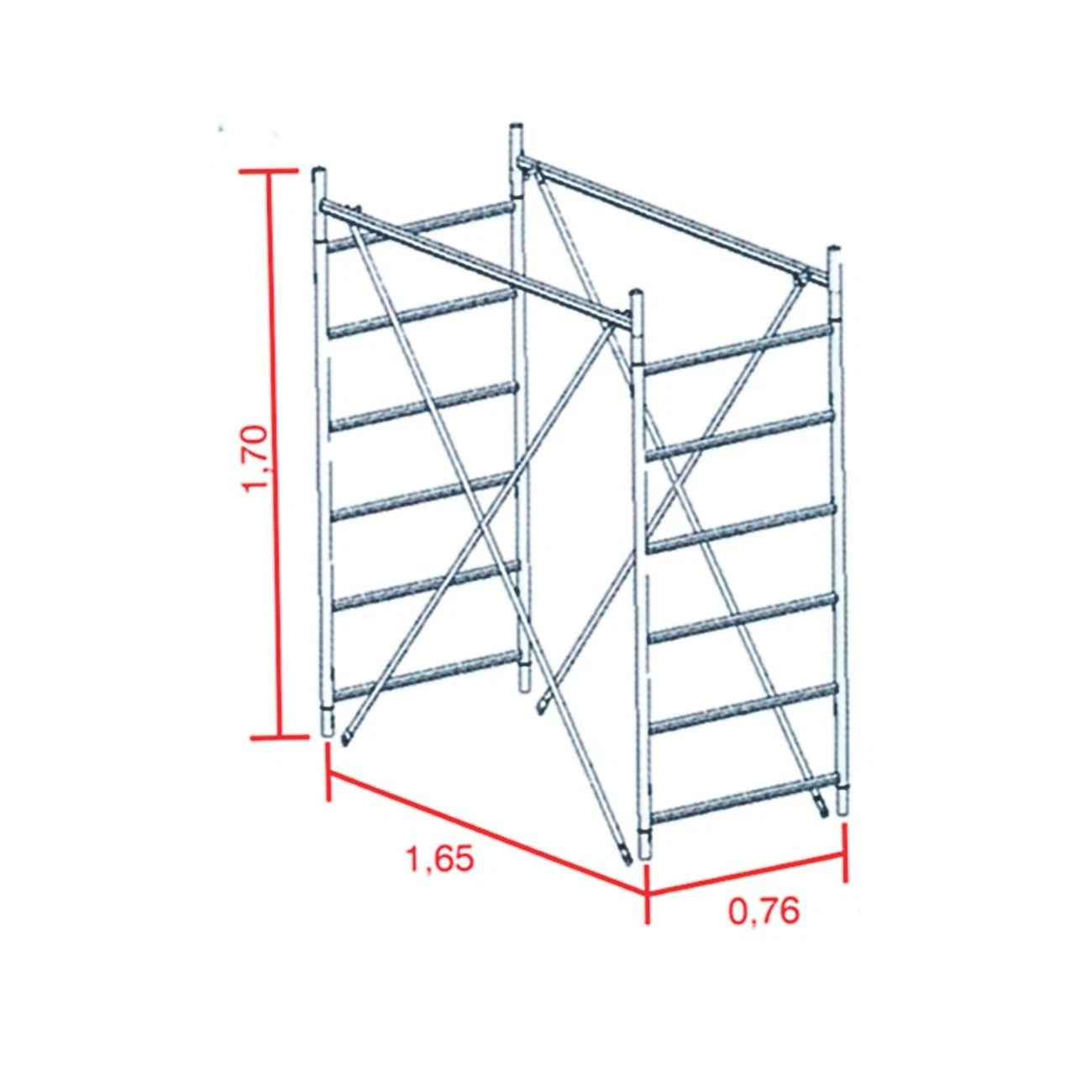 Alzata Torre GRIM 170 cm in Acciaio – Kit Rialzo per Ponteggio