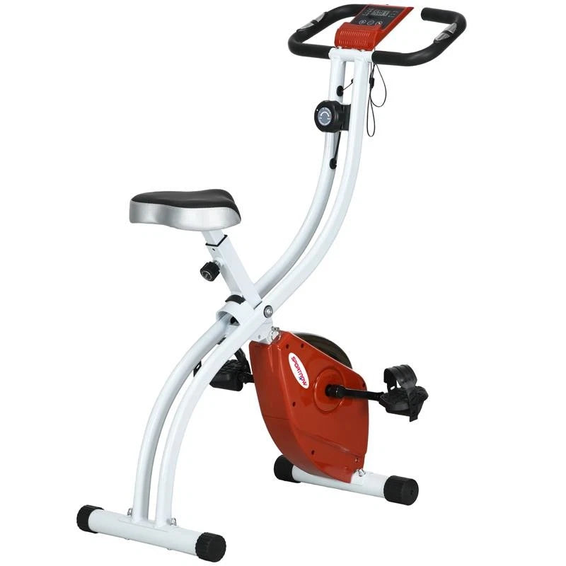 Cyclette Magnetica Pieghevole 8 Livelli Acciaio Rosso