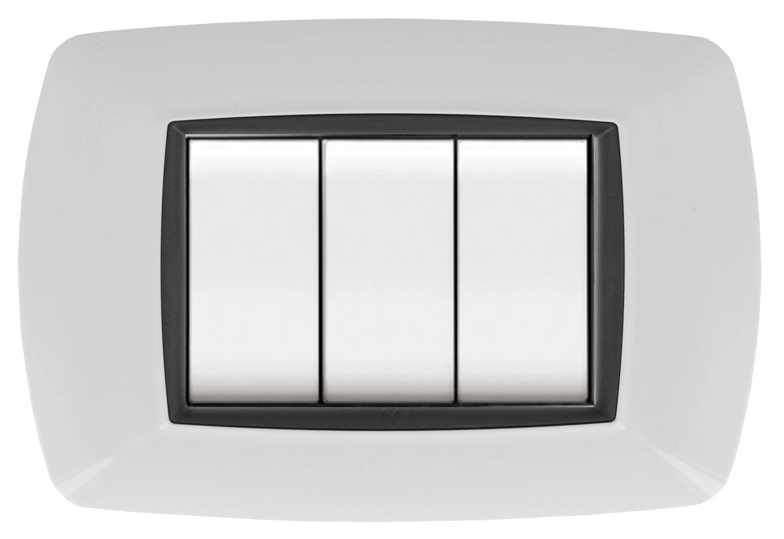 Placca Life Living Plast Bianco 3 Posti Cornice Nero