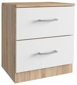 Kit Comodino 2 Cassetti 45x34xH47 cm Rovere Bianco