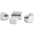 Salotto Da Giardino Rosalie bianco set 4 Pz con cuscini