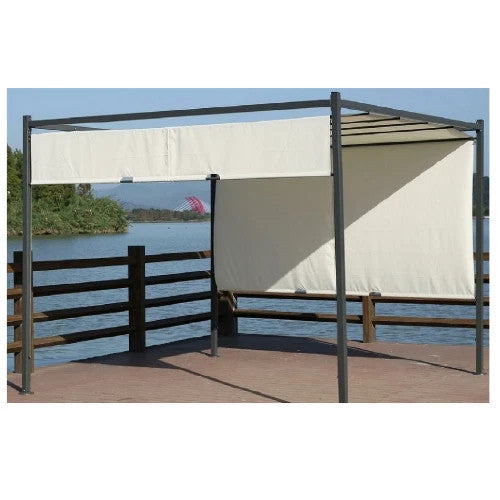 Pergola Itaca 3x3m Acciaio Telo Scorrevole Poliestere Beige