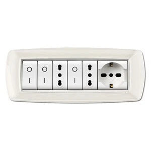 Placca Life Living Plast Bianco 7 Posti Cornice Bianco