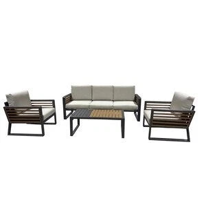 Set Salotto 4 Pezzi con Divano 3 Posti in Alluminio – Sunny Grigio