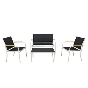 Set Salotto 4 Pezzi Menton Bianco/Nero – Arredo da Giardino
