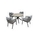 Set Tavolo con 4 Sedie in Alluminio Round Grigio da Giardino