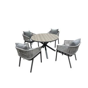 Set Tavolo con 4 Sedie in Alluminio Round Grigio da Giardino